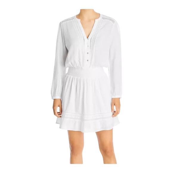 Rails Dresses & Skirts - Rails Dress Jasmine smocked waist long sleeve linen mix white size X-Large XL